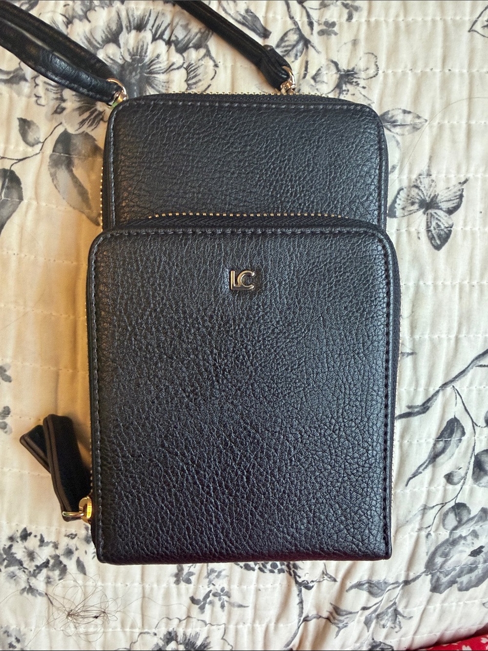 Liz Claiborne Black Handbag Interior Label with Red Accent